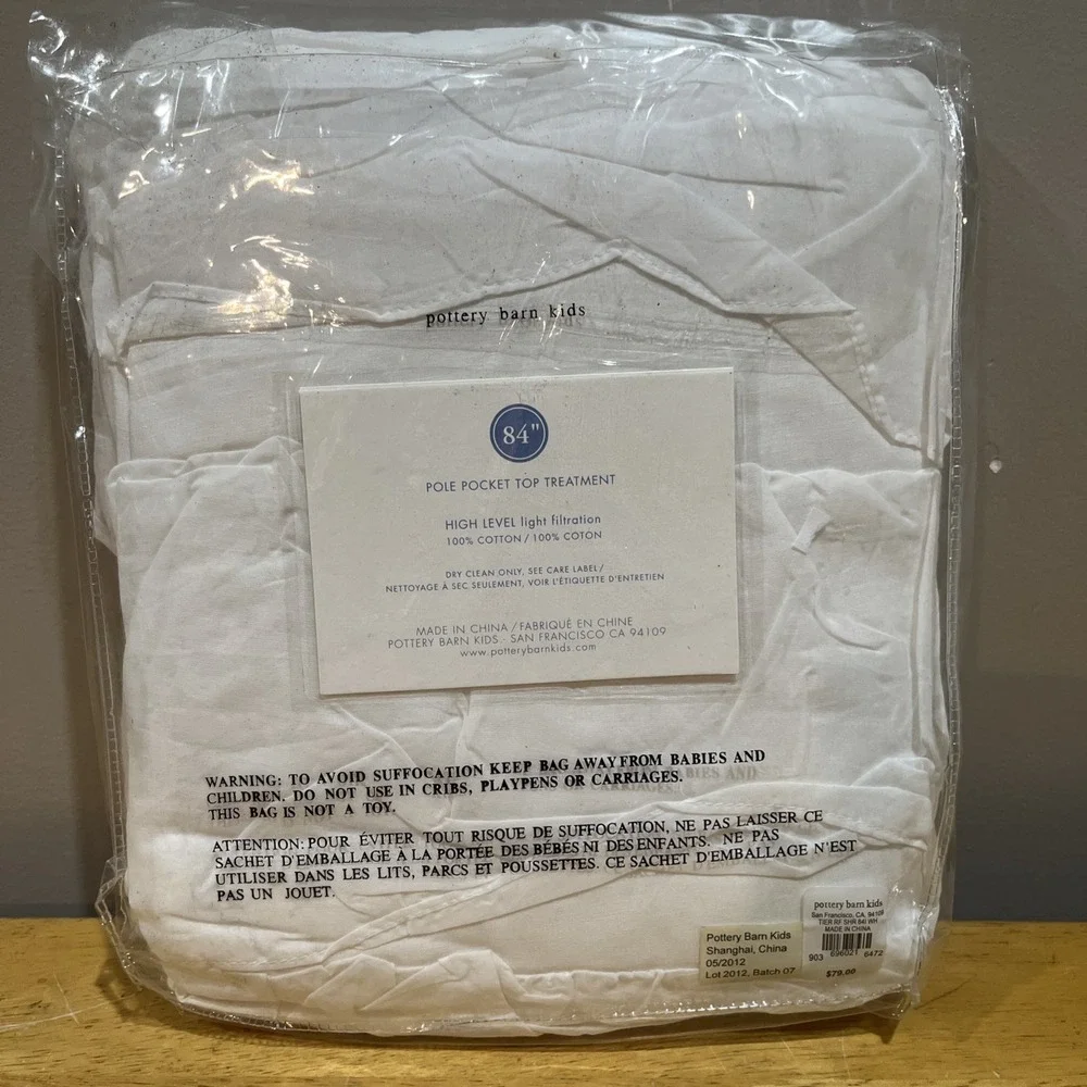 POTTERY BARN KIDS Tiered Ruffle‎ Sheer Panel White Cotton 44